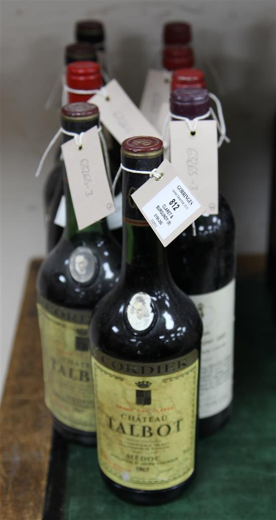 A nine bottle assortment of claret and burgundy